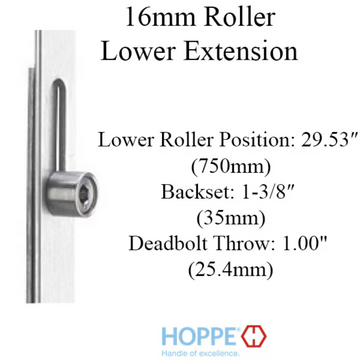 16MM MANUAL GEAR, 35/92, ROLLER @ 29.53", 1" DEADBOLT THROW